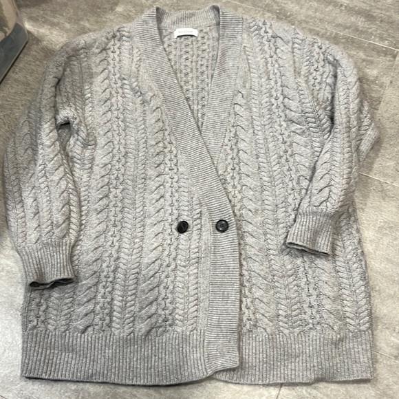 NAADAM Sweaters - Naadam Gray Wool Cashmere Oversized Cable Cardigan - XS